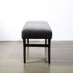 Midcentury Modernist Smoked Pewter Mohair Ebonized Walnut Sculptured Leg Bench - 3109045