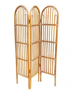Midcentury Organic Modern Bamboo Rattan Dressing Screen or Room Divider - 2993990