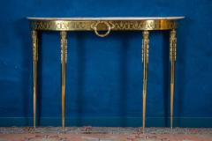 Midcentury Oval Shaped Brass Console Table Italy 1950 - 2300955