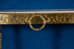 Midcentury Oval Shaped Brass Console Table Italy 1950 - 2300958