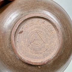 Midcentury Ozarka Pottery Bowl Hand Thrown Brown Stoneware St Joe Arkansas - 2890182