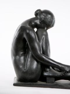 Midcentury Painted Plaster Figural Seated Nude Sculpture - 3123813