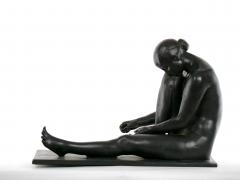 Midcentury Painted Plaster Figural Seated Nude Sculpture - 3123819