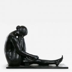 Midcentury Painted Plaster Figural Seated Nude Sculpture - 3130757