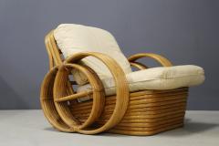 Midcentury Rattan Armchairs with Ottoman in the Style of Paul Frenckl 1950s - 1311421