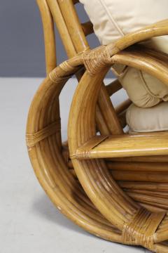 Midcentury Rattan Armchairs with Ottoman in the Style of Paul Frenckl 1950s - 1311427