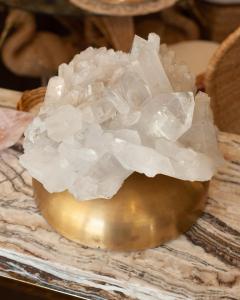 Midcentury Rock Crystal Specimen Lamp with Brass Base - 3043262