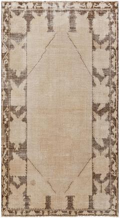 Midcentury Samarkand Beige and Brown Handwoven Wool Rug - 2457103