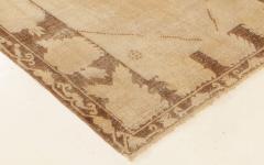 Midcentury Samarkand Beige and Brown Handwoven Wool Rug - 2457105