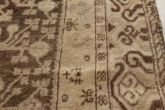 Midcentury Samarkand Beige and Brown Handwoven Wool Rug - 2457120