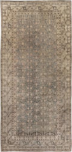 Midcentury Samarkand Gray Blue Beige and Brown Hand Knotted Wool Rug - 2456335