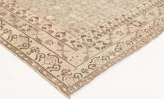 Midcentury Samarkand Gray Blue Beige and Brown Hand Knotted Wool Rug - 2456336