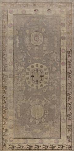 Midcentury Samarkand Handmade Wool Rug in Beige Brown Pink and Purple - 2457218