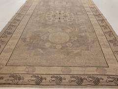 Midcentury Samarkand Handmade Wool Rug in Beige Brown Pink and Purple - 2457219