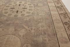 Midcentury Samarkand Handmade Wool Rug in Beige Brown Pink and Purple - 2457222