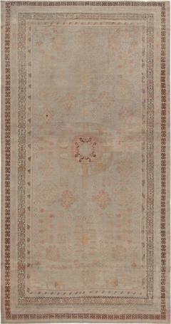 Midcentury Samarkand Handmade Wool Rug in Beige Brown and Orange - 2456341