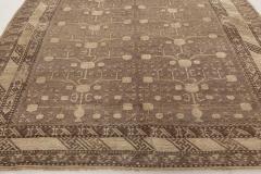 Midcentury Samarkand Handmade Wool Rug in Beige Brown and Purple - 2457225