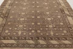 Midcentury Samarkand Handmade Wool Rug in Beige Brown and Purple - 2457227