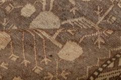 Midcentury Samarkand Handmade Wool Rug in Beige Brown and Purple - 2457229