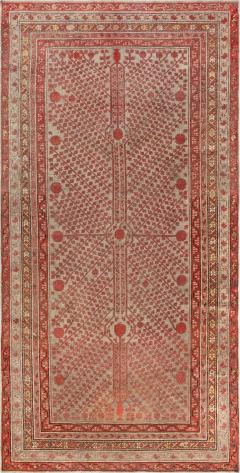 Midcentury Samarkand Handmade Wool Rug in Beige Red and Orange - 2457133