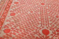 Midcentury Samarkand Handmade Wool Rug in Beige Red and Orange - 2457138