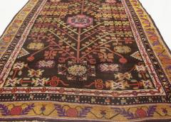 Midcentury Samarkand Handmade Wool Rug in Brown Gold Green Purple and White - 2456420