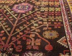 Midcentury Samarkand Handmade Wool Rug in Brown Gold Green Purple and White - 2456421