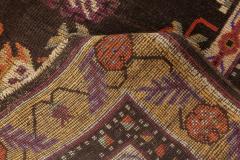 Midcentury Samarkand Handmade Wool Rug in Brown Gold Green Purple and White - 2456422