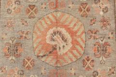 Midcentury Samarkand Handmade Wool Rug in Brown Green and Pink - 2456399