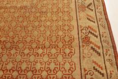 Midcentury Samarkand Handmade Wool Rug in Sandy Beige Orange and Brown - 2457234