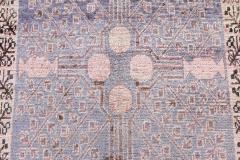 Midcentury Samarkand Purple Pink and Light Blue Handmade Wool Rug - 2456350