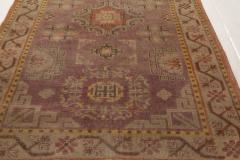 Midcentury Samarkand Purple and Brown Hand Knotted Wool Rug - 2457149