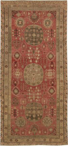 Midcentury Samarkand Red and Brown Handmade Wool Rug - 2455667