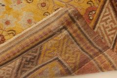 Midcentury Samarkand Warm Caramel Camel Beige and Brown Handwoven Wool Rug - 2457100