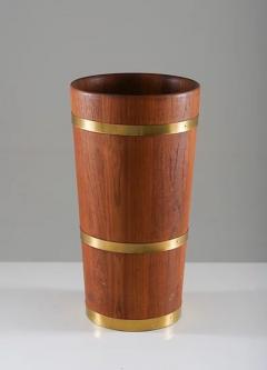 Midcentury Scandinavian Umbrella Stand in Teak and Brass - 2277448