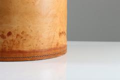 Midcentury Scandinavian Wastepaper Basket in Patinated Leather - 1143522