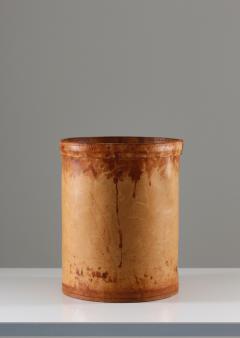 Midcentury Scandinavian Wastepaper Basket in Patinated Leather - 1143528