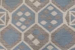 Midcentury Scandinavian Wool Rug with Honeycomb Design in Blue Grey and Brown - 2442392