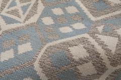 Midcentury Scandinavian Wool Rug with Honeycomb Design in Blue Grey and Brown - 2442394