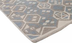 Midcentury Scandinavian Wool Rug with Honeycomb Design in Blue Grey and Brown - 2442395