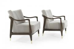 Midcentury Sculptural Gio Ponti Style Walnut Lounge Chairs 1950s - 1054170