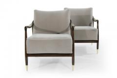 Midcentury Sculptural Gio Ponti Style Walnut Lounge Chairs 1950s - 1054172