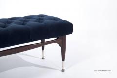 Midcentury Sculptural Tufted Bench in Navy Blue Velvet - 222123