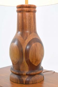 Midcentury Studio Craft Large Marquetry Patterned Wood Lamps 1950s - 1322717