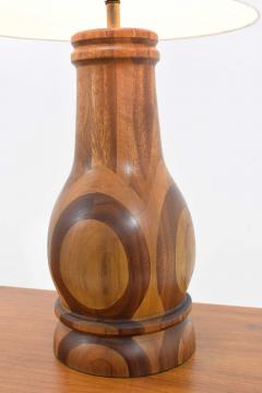 Midcentury Studio Craft Large Marquetry Patterned Wood Lamps 1950s - 1322718
