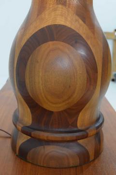 Midcentury Studio Craft Large Marquetry Patterned Wood Lamps 1950s - 1322724