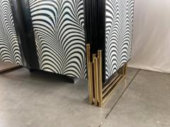 Midcentury Style Black White Murano Glass and Brass Cabinet or Credenza - 2587528