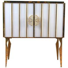 Midcentury Style Brass and Colored Murano Glass Bar Cabinet 2020 - 2787073