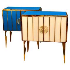 Midcentury Style Brass and Colored Murano Glass Bar Cabinet 2020 - 2787082