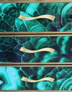 Midcentury Style Brass and Malachite Colored Murano Glass Commode 2020 - 2950058